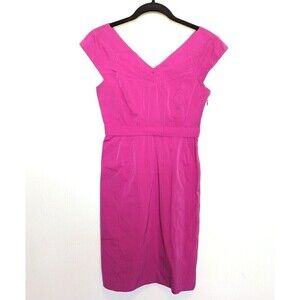 THEORY Dress Womens Size 0 Pink Sheath Cap Sleeve Cocktail Barbie Wedding Guest